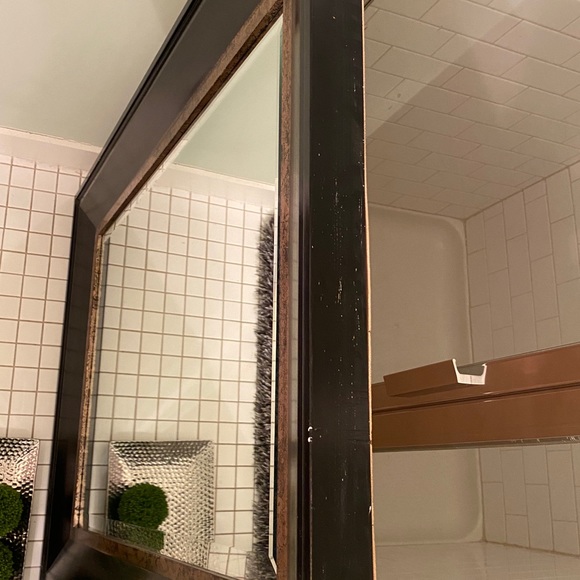 Stylish Black with Gold Trim Wood Frame Mirror - Picture 7 of 9